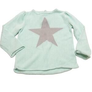 Mint Green Star Sweater sz 3T Girl's Knit Sweater Rolled neck knit sweater